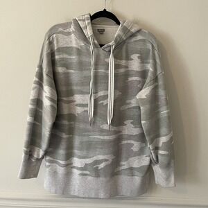 Aerie Camo Hooded Pullover‎ Sweatshirt Gray Green M Oversized Cozy Lounge Travel